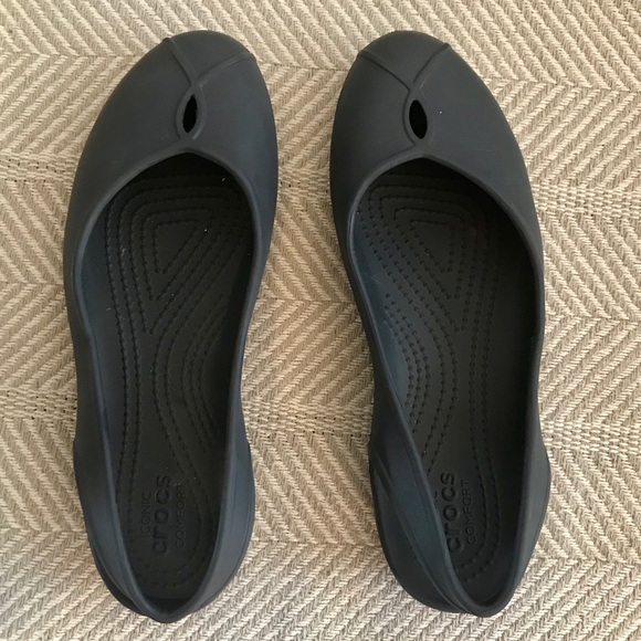 CROCS Shoes - Navy Blue Crocs Flats with Straps